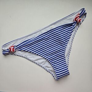 NWT Abercrombie & Fitch Size XL Seersucker Side-Knot Cheeky Bikini Bottoms Beach